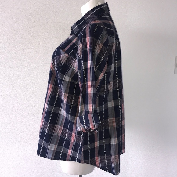 NWT Kraft Kat plaid 100% cotton button down 3x - Picture 2 of 8